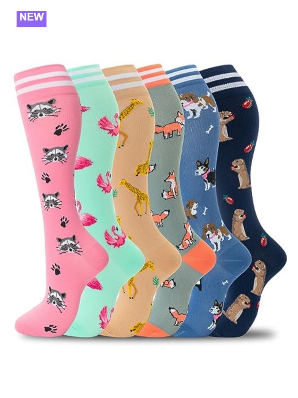 Compression Socks 20-30mmHg Knee High Support Running Travel Nurse 6 Pairs